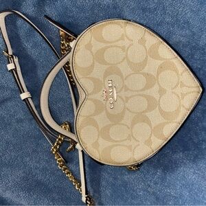 Coach Heart-Shaped Tan Crossbody Bag